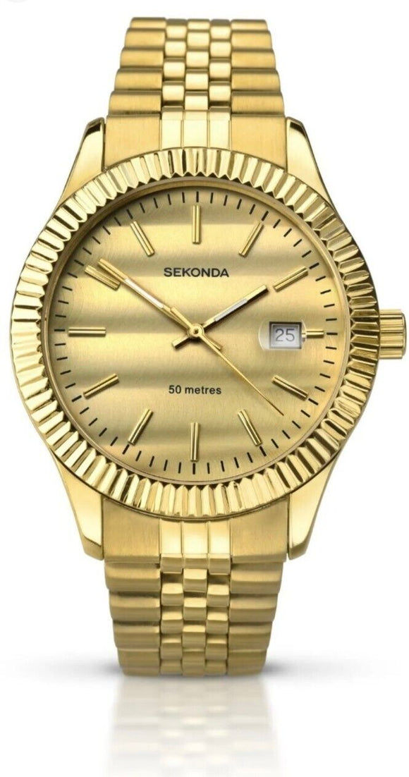 Sekonda 1199 Mens Gold Plated Dress bracelet watch
