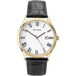 Sekonda 1778 Gents Quartz White Dial Leather Strap Watch