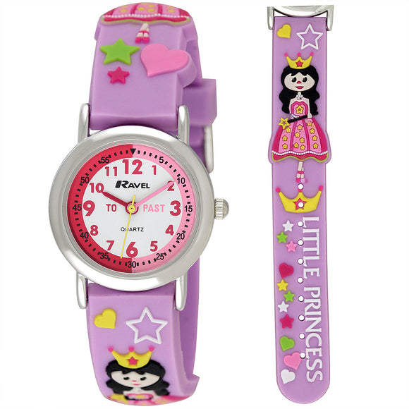Ravel  R1513.37 Girls-Kids 3D Little Princess Time Teacher White Dial Watch